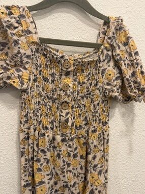 Jessica Simpson Yellow Floral Smocked One-Piece Bodysuit